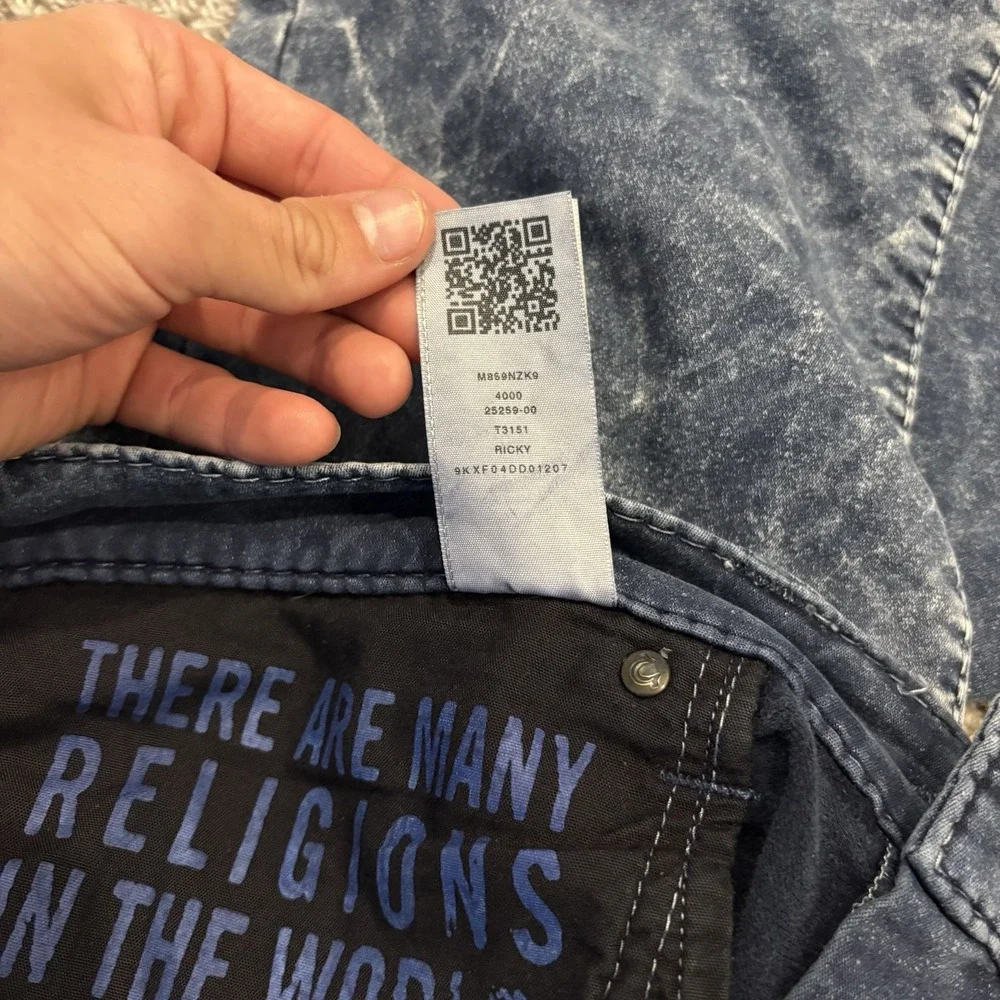 True Religion Ricky Jeans Y2K Relaxed Straight Wide Leg Acid Wash Stretch 42X33